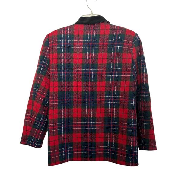 Fundamental Things Womens Blazer sz 6 Red Plaid Notch Lapel Pockets Vintage - Picture 3 of 6